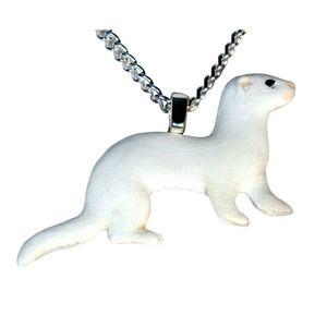Dark Eyed White Ferret Necklace or DEW   734